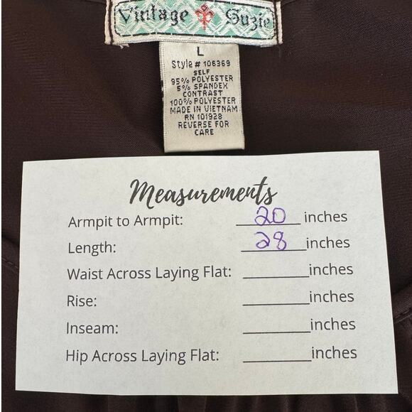 Vintage Suzie Wms L Brown Jersey Knit Tunic Top Sheer Flared Sleeves - Picture 7 of 8